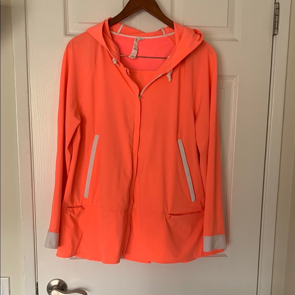Lululemon Women's Neon Orange rain jacket/ Hooded utility Jacket